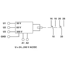 2866048 EMD-FL-V-300 Реле контроля напряжения 1-ф, диапазоны: 0…30V / 0…60V / 0…300V AC/DC, функция Window, 2CO PHOENIX CONTACT