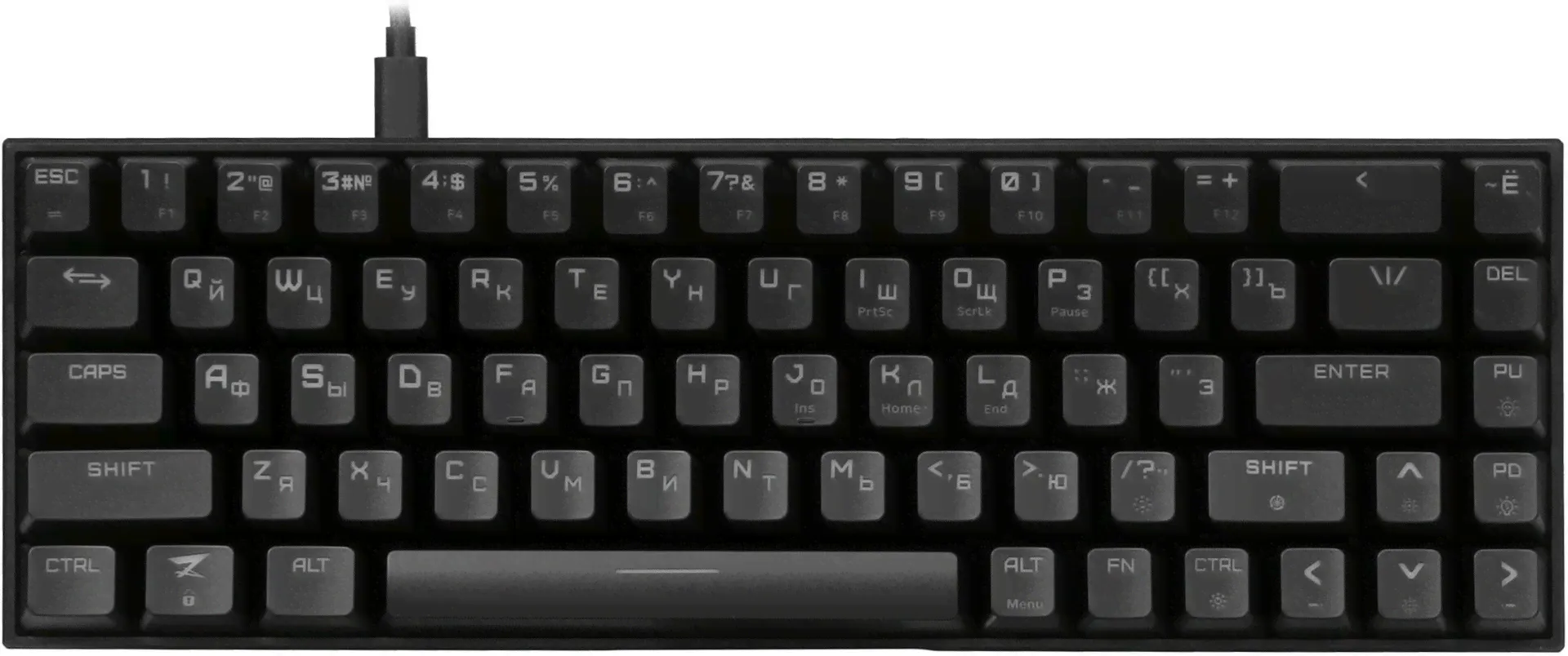 ZET GAMING Игровая клавиатура проводная Клавиатура проводная ZET GAMING Immortality mini ZG-FL-IM68Red-ABS-B, (Kailh Red), Русская раскладка, черный-0